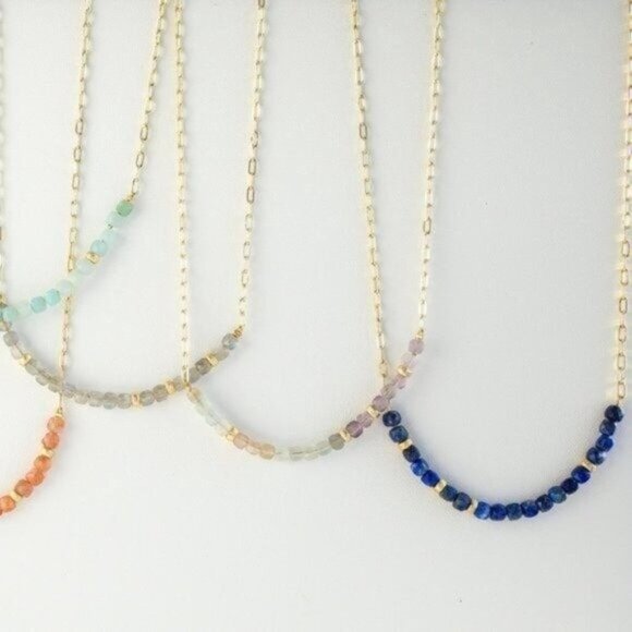 Lapis Lazuli Bundle Beaded Bracelet and Blue Lapiz Lazuli Gemstone Necklace CUTE - Picture 7 of 11